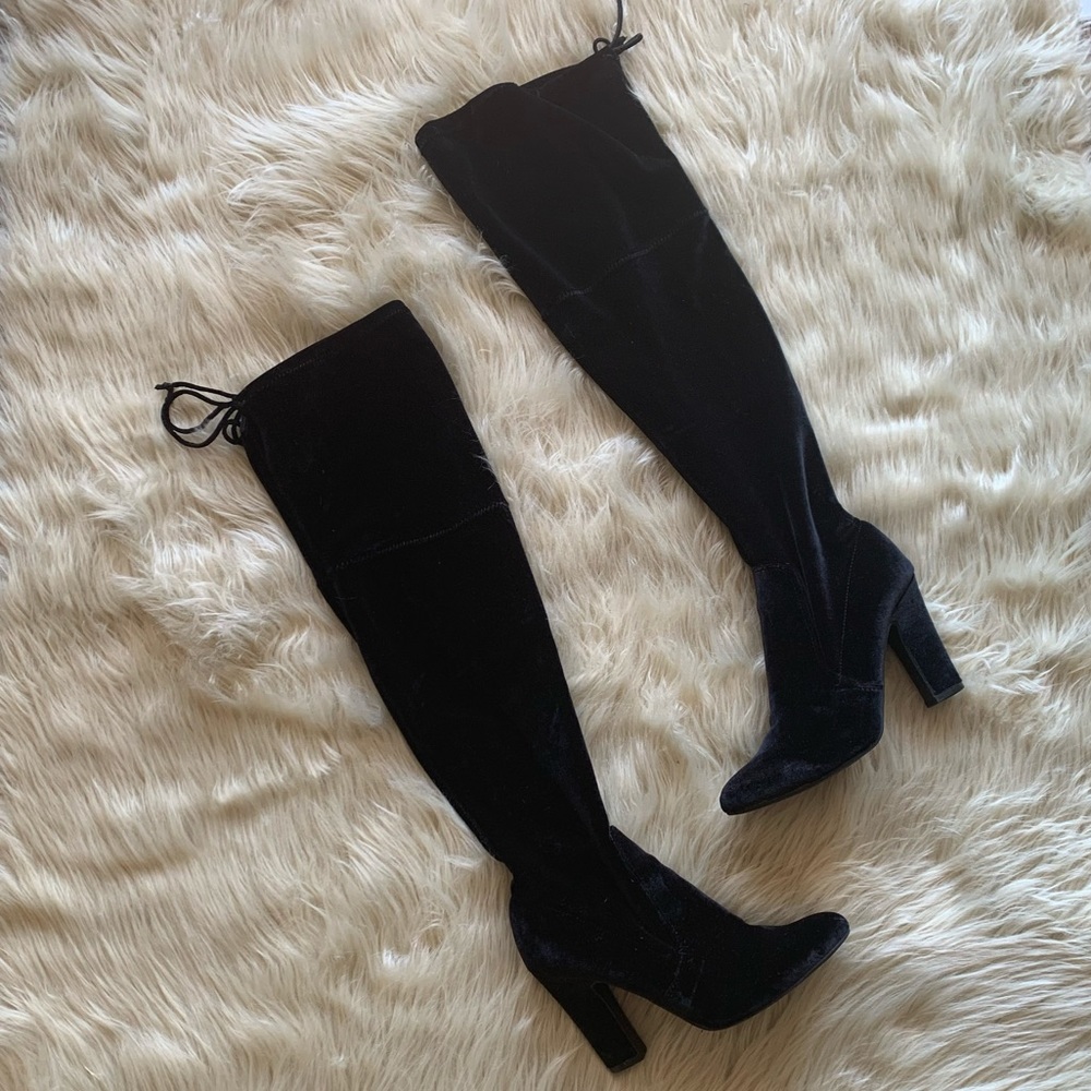 Velvet over the knees boots